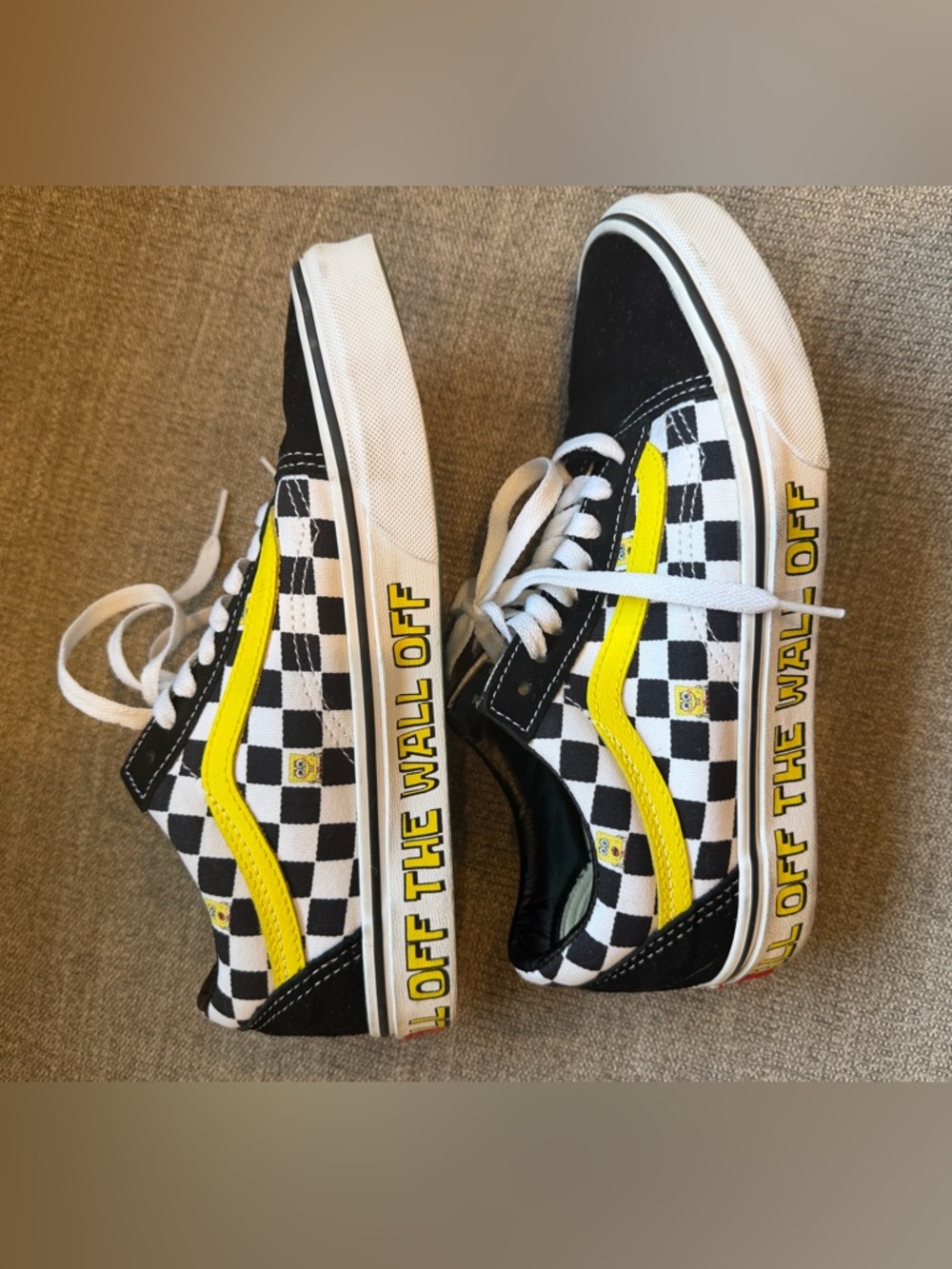 Vans old Skool X Checkerboard Low Top Sneakers with Yellow Stripe - Picture 2 of 7